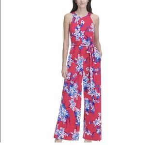 TOMMY HILFIGER Eloise Floral Jersey Print Halter Jumpsuit Size 12